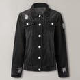 thumbnail image 2 of KaLI_store Denim Jackets for Women Fashion Women's Button Down Long Sleeve Cropped Denim Jean Jacket with Pockets Black,XL, 2 of 4