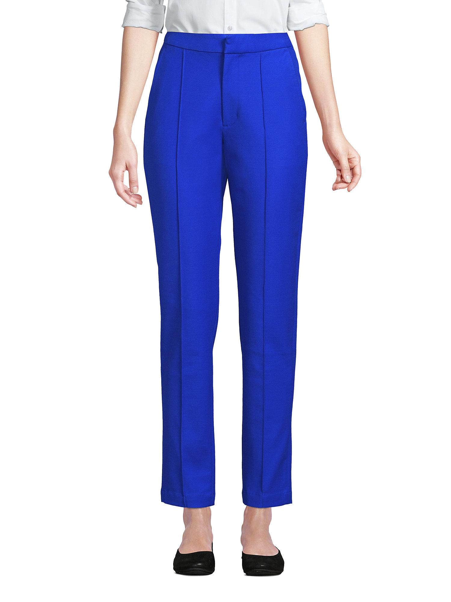 Lands' End Women's High Rise Bi Stretch Pintuck Pencil Ankle Pants