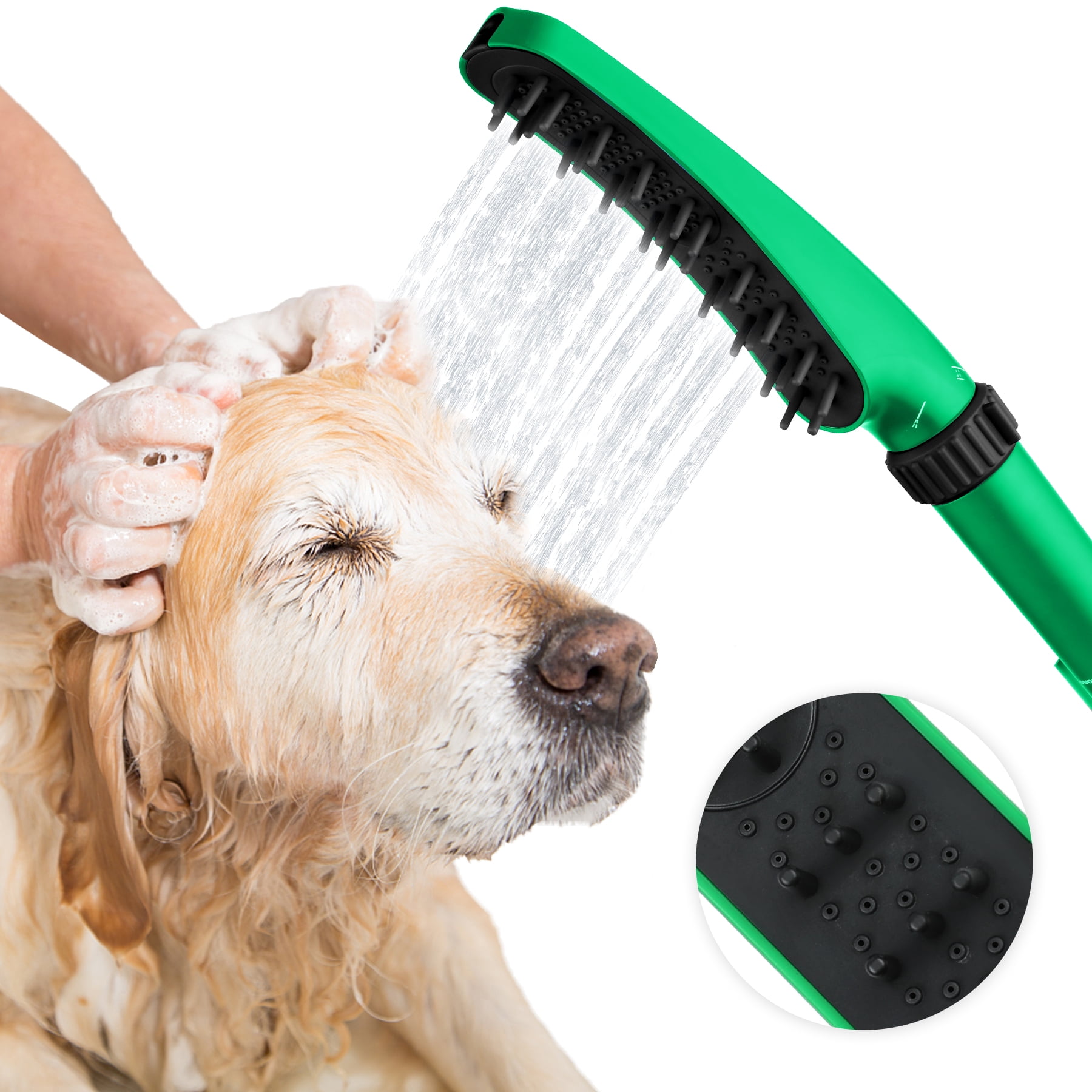 Pet Shower Sprayer Attachment with Brush, Sprayer and Scrubber Tool in One Black Pet Dog Wash