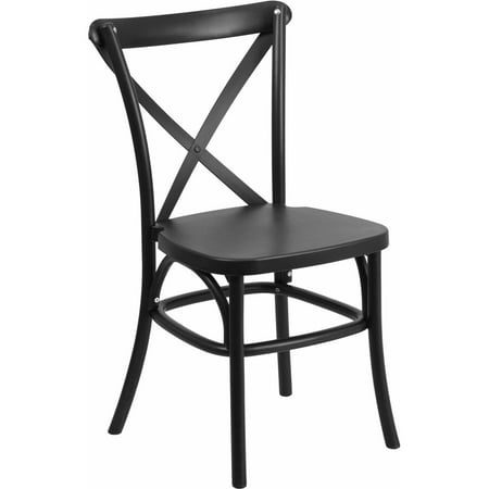- Flash Furniture HERCULES Series Resin Indoor-Outdoor Cross Back Chair with Steel Inner Leg, Multiple Colors