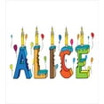 thumbnail image 3 of Alice Queen Size Duvet Cover Set, Colorful Girl Name with Balloons Bitten Letters Candles Cartoon Style Illustration, Decorative 3 Piece Bedding Set with 2 Pillow Shams, Multicolor, by Ambesonne, 3 of 3
