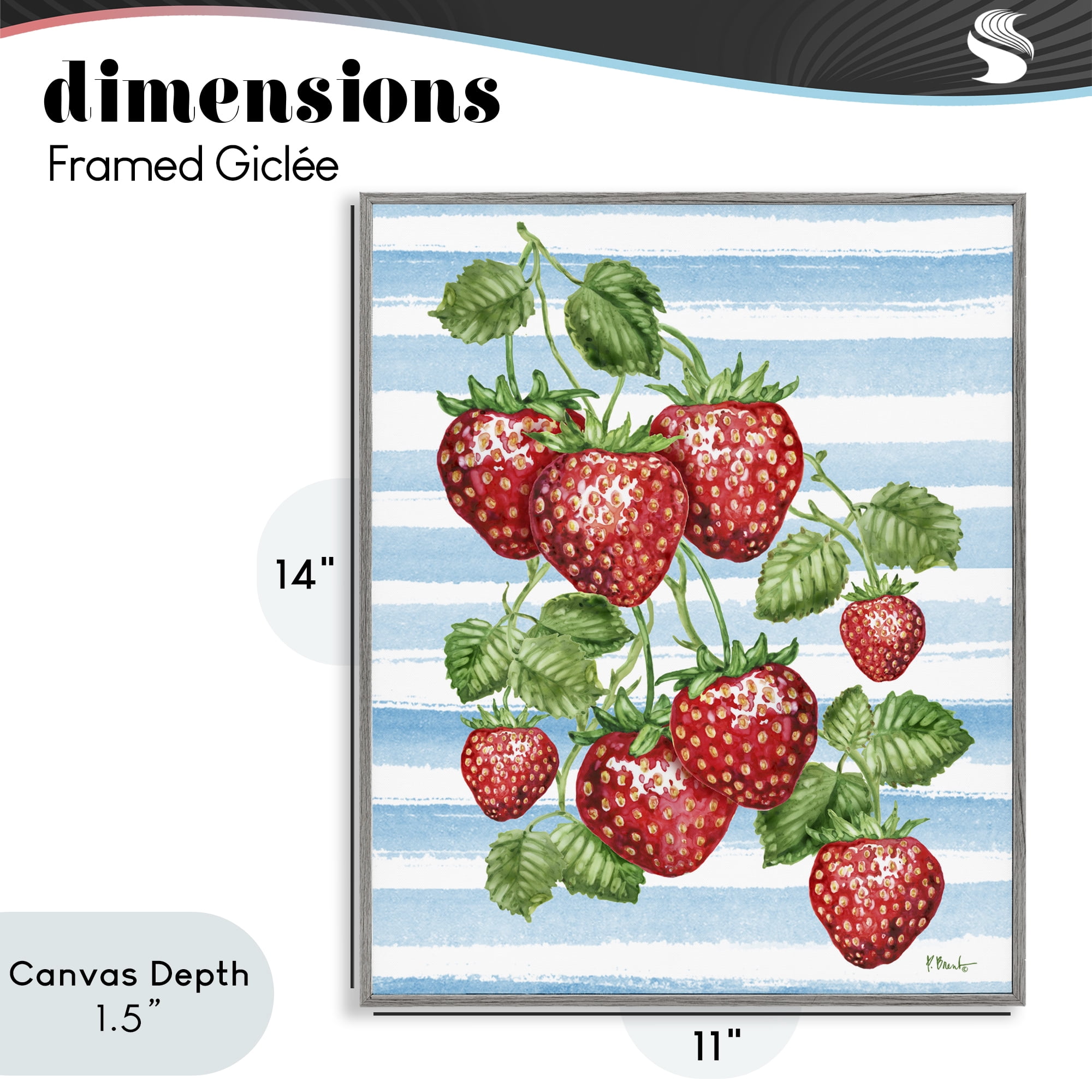 Stupell Industries Juicy Strawberry Vine Gray Framed Giclee Art, design by Paul Brent