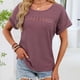 thumbnail image 1 of Xuyuer Women's Tops Casual Scoop Neck Short Sleeve Knit Hollow Out Shirts Loose Tunic Blouses Summer Tops Dressy Lace Trendy Shirts Crewneck T Shirt Hollow Out Loose Blouses, 1 of 6