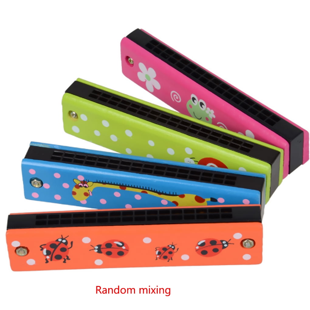 Educational Musical Wooden Harmonica Instrument Toy for Kids Gift Random colorBD 