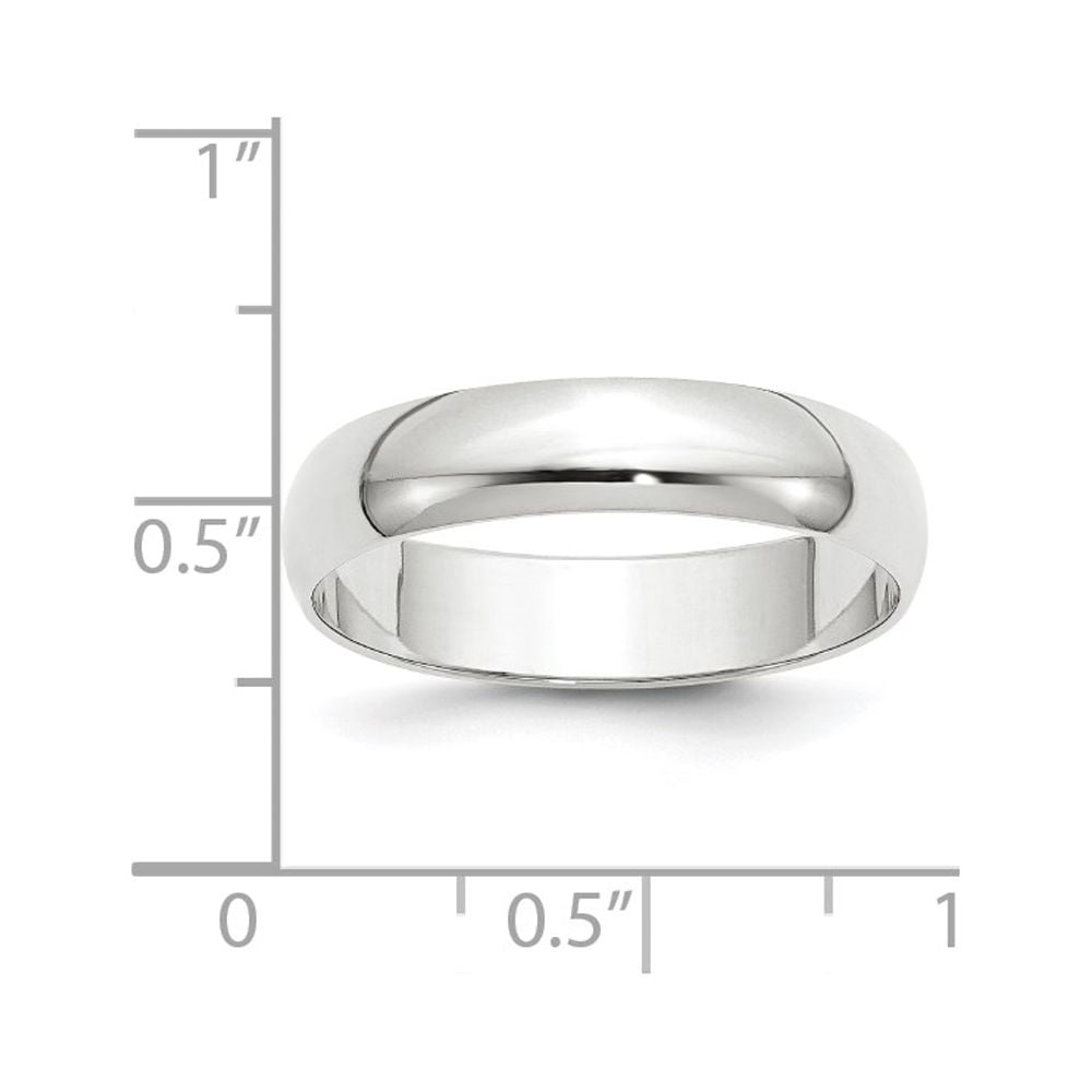 Primal Gold 10 Karat White Gold 5mm Lightweight Half Round Wedding Band