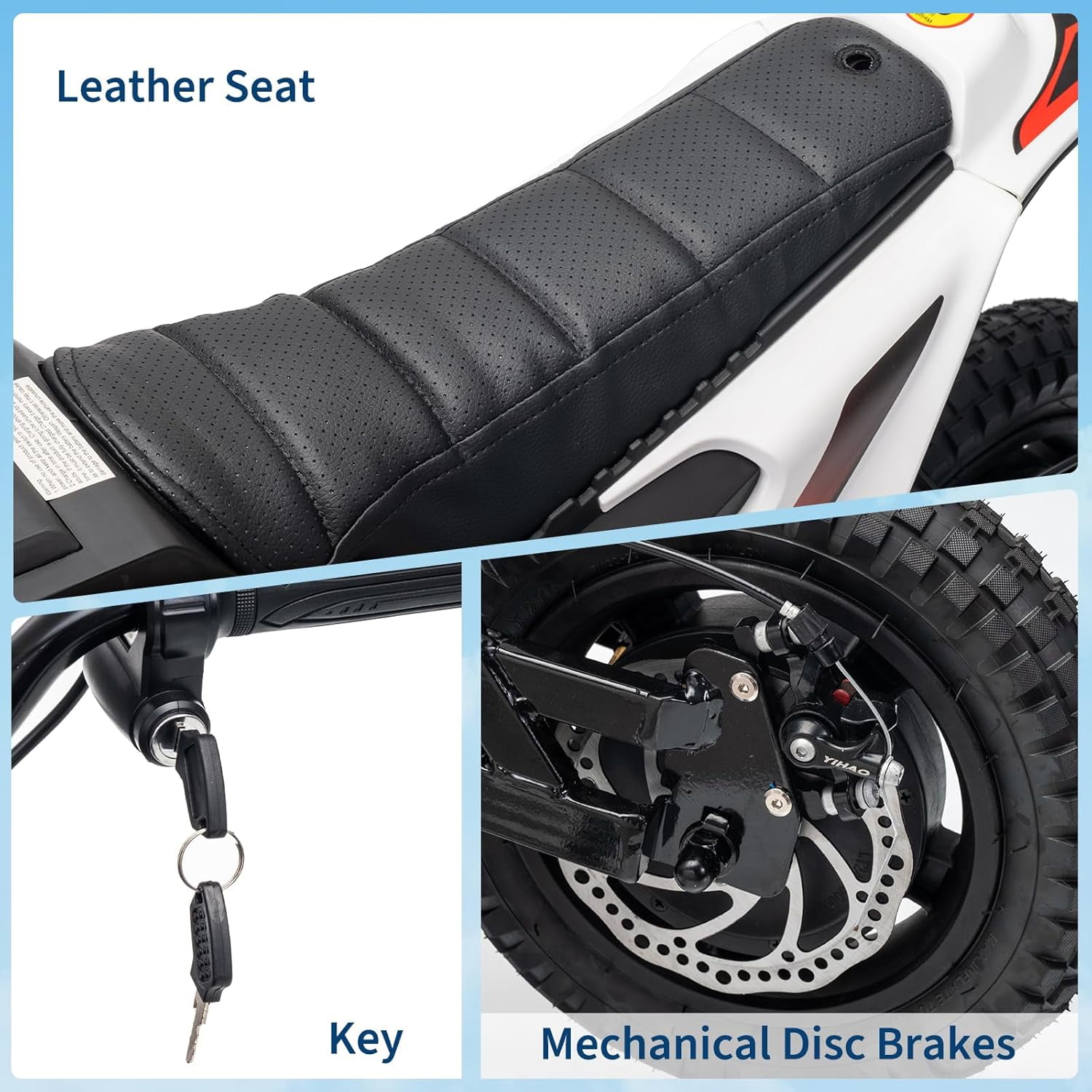 Rugerasy 24V Electric Dirt Bike,Ride on Motorcycle with Rear Wheel Suspension,12 Miles Range,Twist Grip Throttle,Rubber Tire,Birthday & Xmas Gifts,White