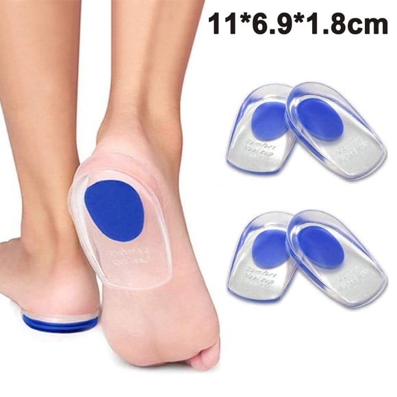 Gel Heel Cups Plantar Fasciitis Inserts - Silicone Heel Cup Pads for Bone Spurs Pain Relief Protectors of Your Sore or Bruised Feet Best Insole Gels Treatment