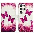 thumbnail image 2 of Feishell Wallet Case for Samsung Galaxy S24 Ultra,Shockproof Colorful Painted Pattern PU Leather Magnetic Clasp Flip Kickstand ID Credit Card Slots Slim Fit Phone Case Cover,Rose Butterfly, 2 of 6