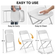 JOYMOR 10 Pack White Plastic Folding Chair, Indoor Outdoor Stackable Seat