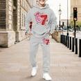 thumbnail image 5 of Piomll Boys Matching Sets Valentine's Day Print Hooded Tracksuit Warm Jogger Pocket Kids Clothes, 5 of 6