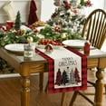 thumbnail image 2 of Watercolor Red and Black Buffalo Plaid Christmas Trees Merry Xmas Table Runner, Seasonal Winter Holiday Kitchen Dining Table Decoration for Indoor Outdoor Home Party Decor 13 x 60 Inch, 2 of 6