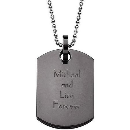 Personalized Black Stainless Steel Engraved Dog Tag Pendant