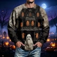 thumbnail image 4 of Men's Halloween Sweatshirt Haunted House Pullover Long Sleeve Scary Ghost Pumpkin Shirt Casual Spooky Graphic Top Black L, 4 of 6