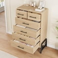 thumbnail image 5 of EastVita 6 Drawer Dresser Storage Cabinet with Sturdy Metal Base Natural Wood, 5 of 7