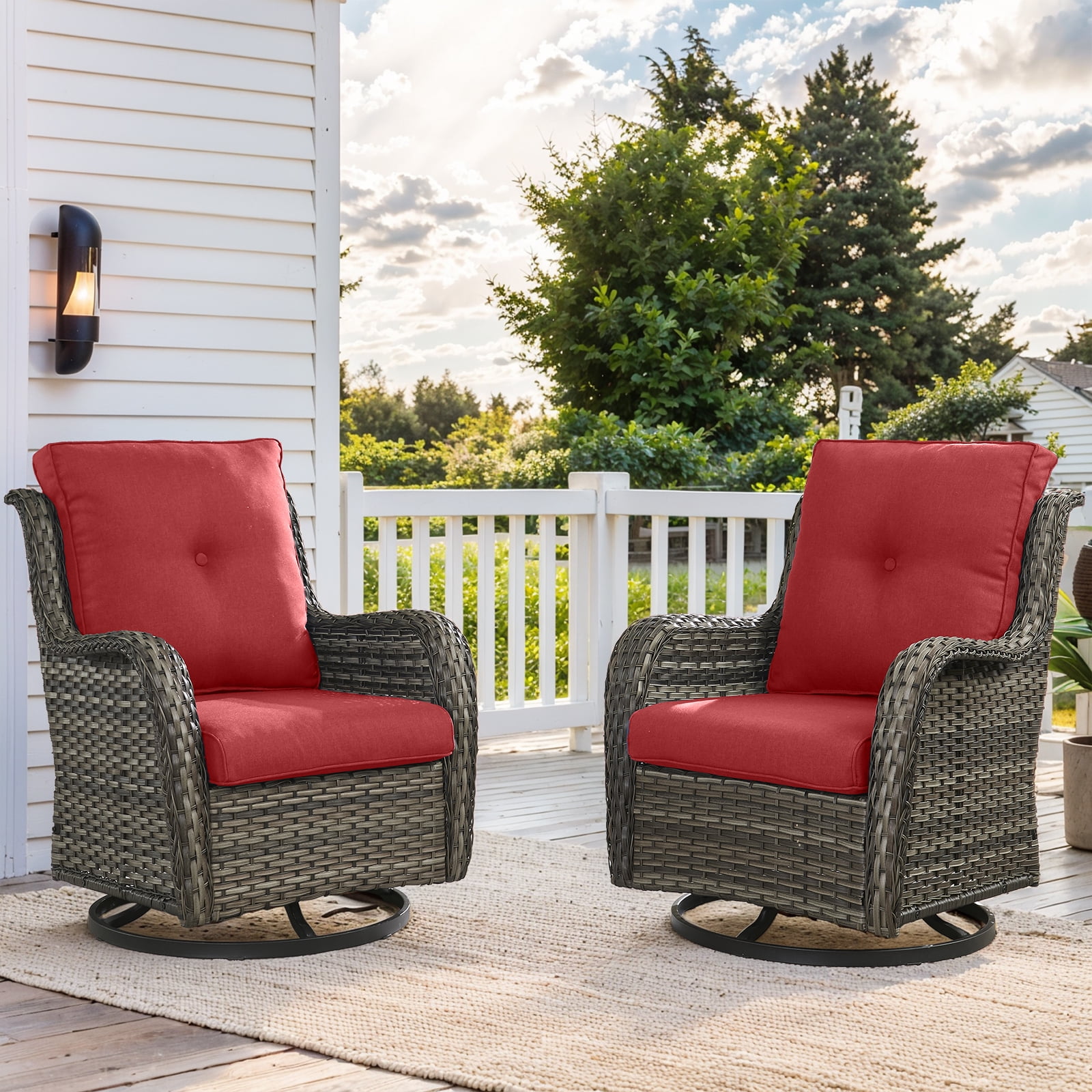 Giantfurnni Cushions for Outdoor Furniture Set 22 x 25,Patio Furniture Cushions Waterproof & Fade Resistant Deep Seat Cushion for Wicker Chair, Sofa, Couch