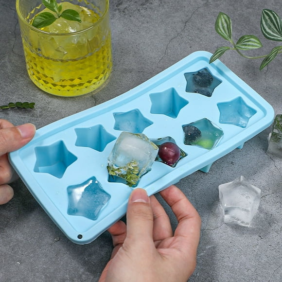 Clearance Two Silicone Star Shaped Ice Block With 10 Easy To Demold Ice Plates Water Beer Blue Five Pointed Star Ice Holiday Ice Grids collapsible ice cube tray