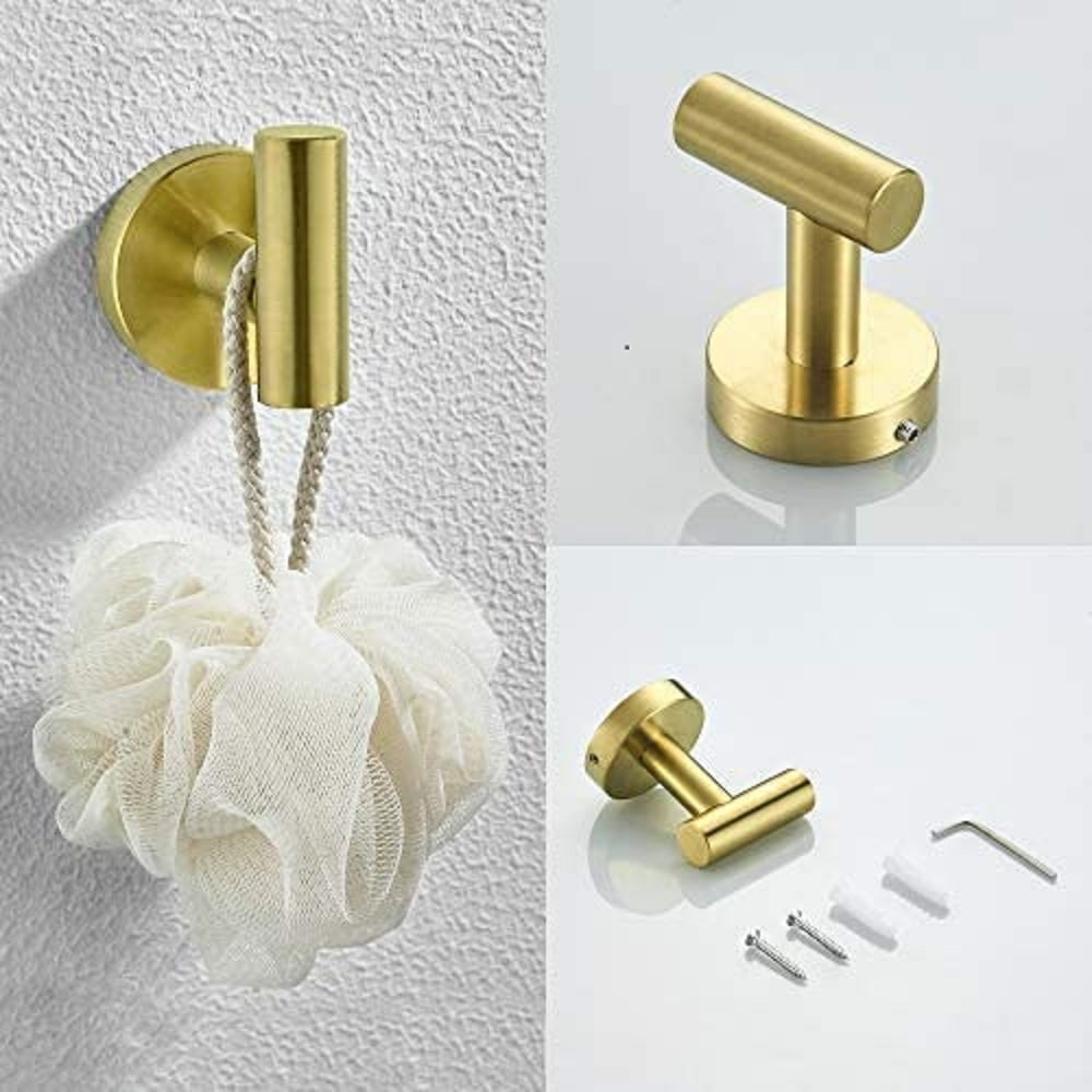 Private Jungle 3-Piece Bathroom Hardware Set Stainless Steel Towel Rack Set Round Wall Mounted, Robe Towel Hooks Bathroom Accessories Towel Bar Set,Brushed Gold Private Jungle 3-Piece Bathroom Hardware Set Stainless Steel Towel Rack Set Round Wall Mounted, Robe Towel Hooks Bathroom Accessories Towel Bar Set,Brushed Gold