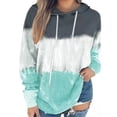 thumbnail image 3 of Sudadera informal elástica de manga larga verde para mujer, sudadera con capucha degradada XL con diseño estampado, 3 of 5