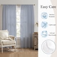 thumbnail image 3 of Bedliving Sheer Curtains 84 Inches Long 2 Panels Navy Blue Striped Light Filtering Voile Drapes Rod Pocket Curtains for Bedroom Living Room Decor, 3 of 9