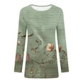 thumbnail image 6 of New trending & for spring Viikei Womens Tops Dressy Blouse,Women's Spring/Summer Floral Printed Round Neck Long Sleeve T-shirt Green S, 6 of 7