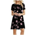 thumbnail image 2 of Lolmot Floral Dress for Women Summer Dresses Beach Casual Shirt Dress Plus Size Floral Short Sleeve O-Neck Loose Flowy Sundresses, 2 of 5