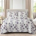 thumbnail image 4 of Marina Decoration Ultra Soft Silky Zipper Rich Printed Rayon from Bamboo All Season Duvet Cover Set with Pillowcases, Purple Carnation Floral Pattern, 4 of 7