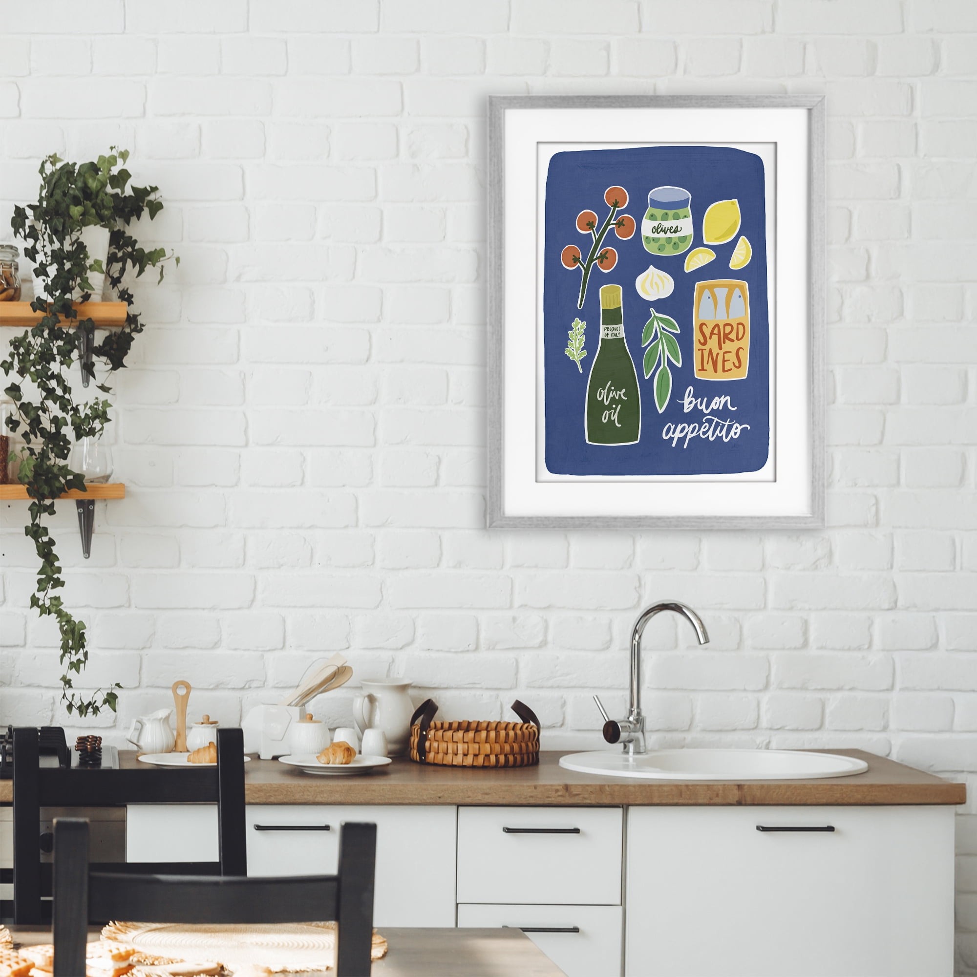 Stupell Industries Italian Kitchen Necessities Gray Framed Print Under Glass, design by Amanda Houston