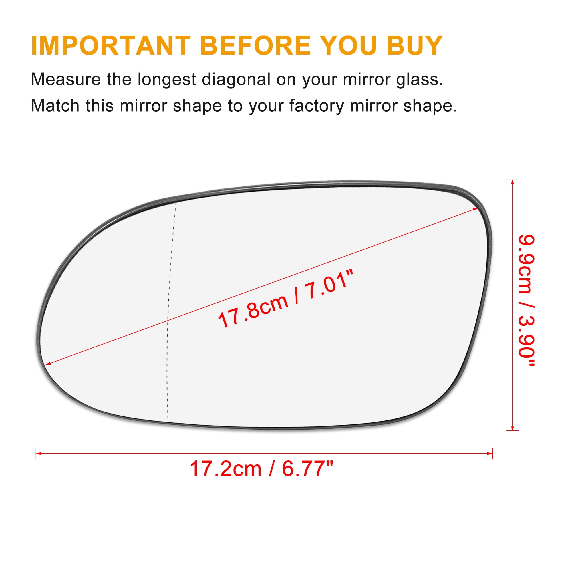 Unique Bargains Car Rearview Mirror Glass Backing Plate Heated Left Side