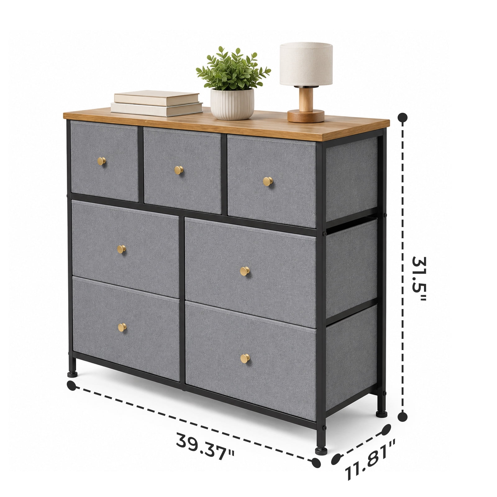 Alvantor 5/7 Drawer Fabric Dresser, Storage Tower for Bedroom and Closet, Chest of Drawers with Sturdy Steel Frame & Wooden Top for Living Room, Entryway