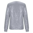 thumbnail image 4 of Women Quarter Zip Pullover Sparkly Long Sleeve Sequin Pullover Sweatshirt Top Party Outwear Ladies Shiny Tunic Shirt Gray XXL, 4 of 5