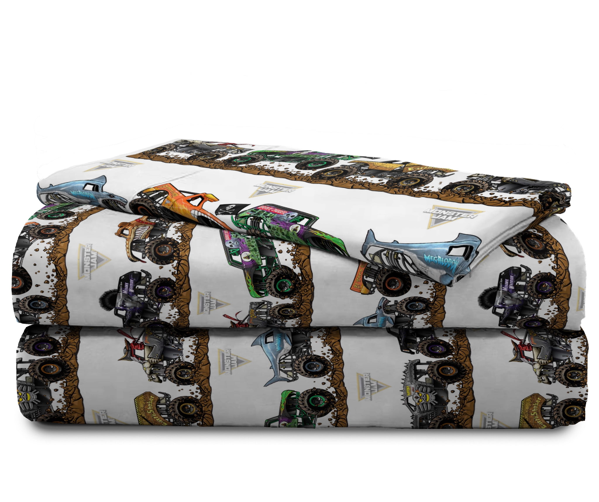 Monster Jam Tracks Novelty Kid's Black 100% Microfiber 5-Piece Bed Set, Twin