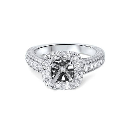 1 2ct Cushion Cut Halo Diamond Vintage Engagement Ring Setting 14k