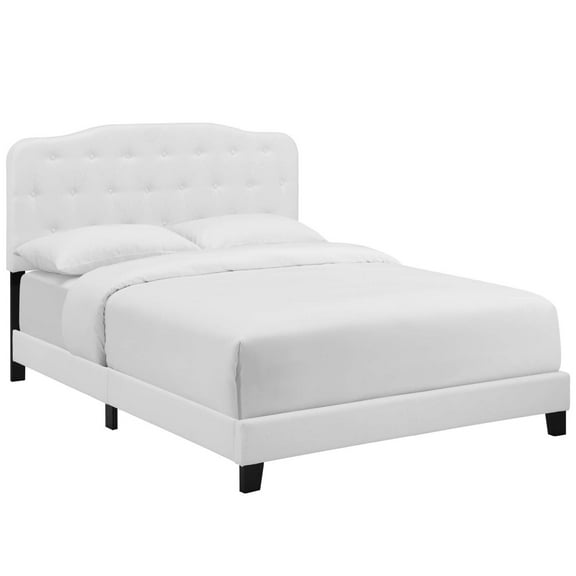 Modway Amelia Queen Upholstered Polyester Fabric Bed in White Finish
