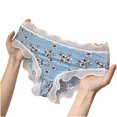 thumbnail image 5 of Elainilye Fashion Underwear Women Lace Pants Low Waist Printed Sexy Cute Briefs Pants Panties Underwear Underpants,Blue, 5 of 5