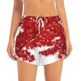 thumbnail image 2 of Yiaed Red Maple Leaf Print Women's Running Shorts with Liner 3 Zipper Pockets Elastic Workout Athletic Gym Yoga Shorts-Medium, 2 of 7