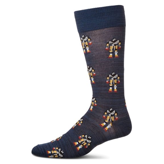 MeMoi Robot Overlords Bamboo Blend Cartoon Men's Socks - Mens - Male, 10-13, Navy Blazer