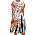 thumbnail image 2 of Viikei Womens Dresses Plus Size Summer,Flowy Chiffon Short Sleeve Dress,Women's Summer Bohemian Print Short Sleeve Beach Dress Knee Length Dress White XXL, 2 of 5