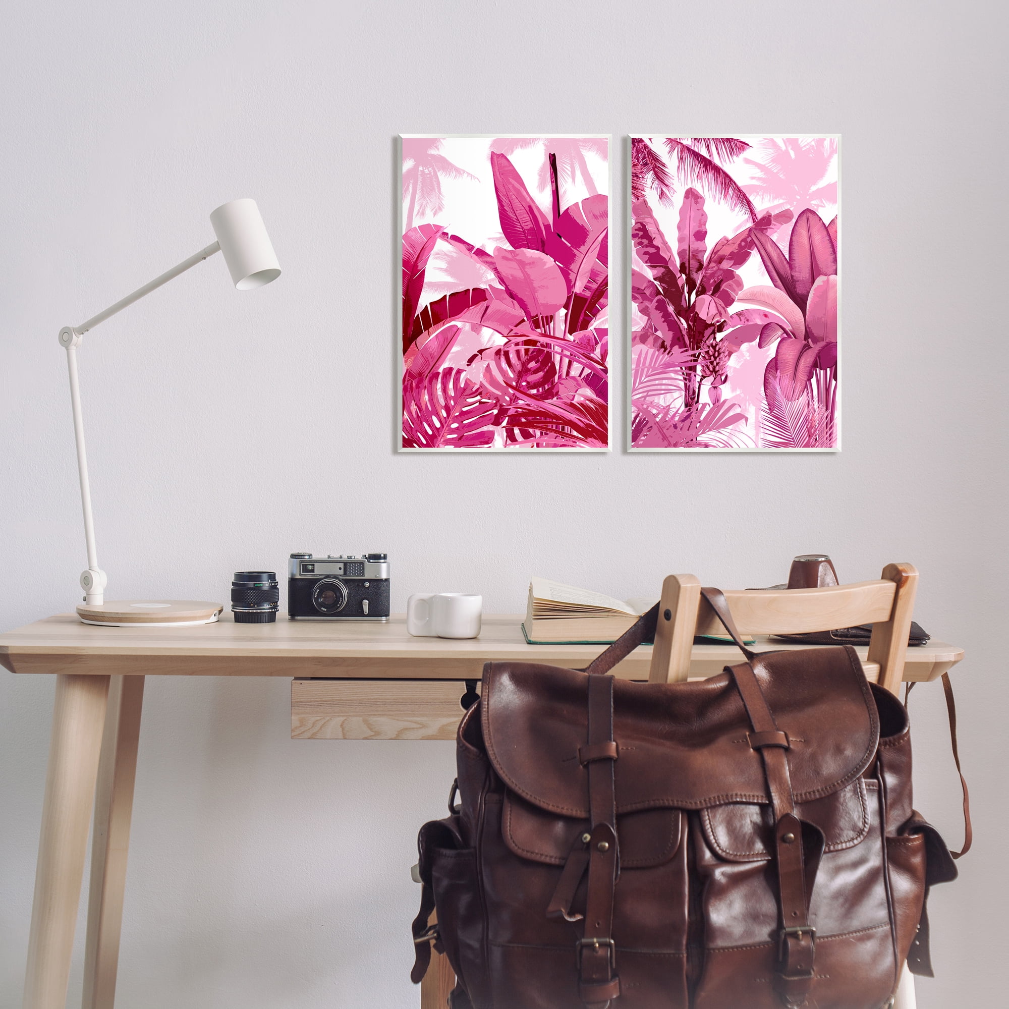 Stupell Industries Pink Palm Tree Leaves Botanical & Floral Painting Unframed Art Print Wall Art, 13 x 19