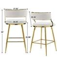 thumbnail image 4 of IVV Beige Corduroy Bar Stools Set of 2 Counter Height Upholstered Bar Chairs with Tufted Backrest and Gold Iron Legs, for Kitchen Island, Home Bar, 4 of 9
