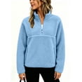 thumbnail image 2 of Hurxie Women’s Quarter Zip Fleece Pullover Fuzzy Sherpa Jacket Half Zip Mockneck Sweatshirt Jacket,Long Sleeve Cozy Layering Tops,Fuzzy Outfits, 2 of 7