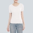 thumbnail image 2 of Weikingp Fitted Tees For Women，Basic Tees For Women Tight Shirts For Women Business Casual Outfits Gym Workout Tops Short Sleeve Tight Shirts For Women Crew Neck White 3XL, 2 of 9