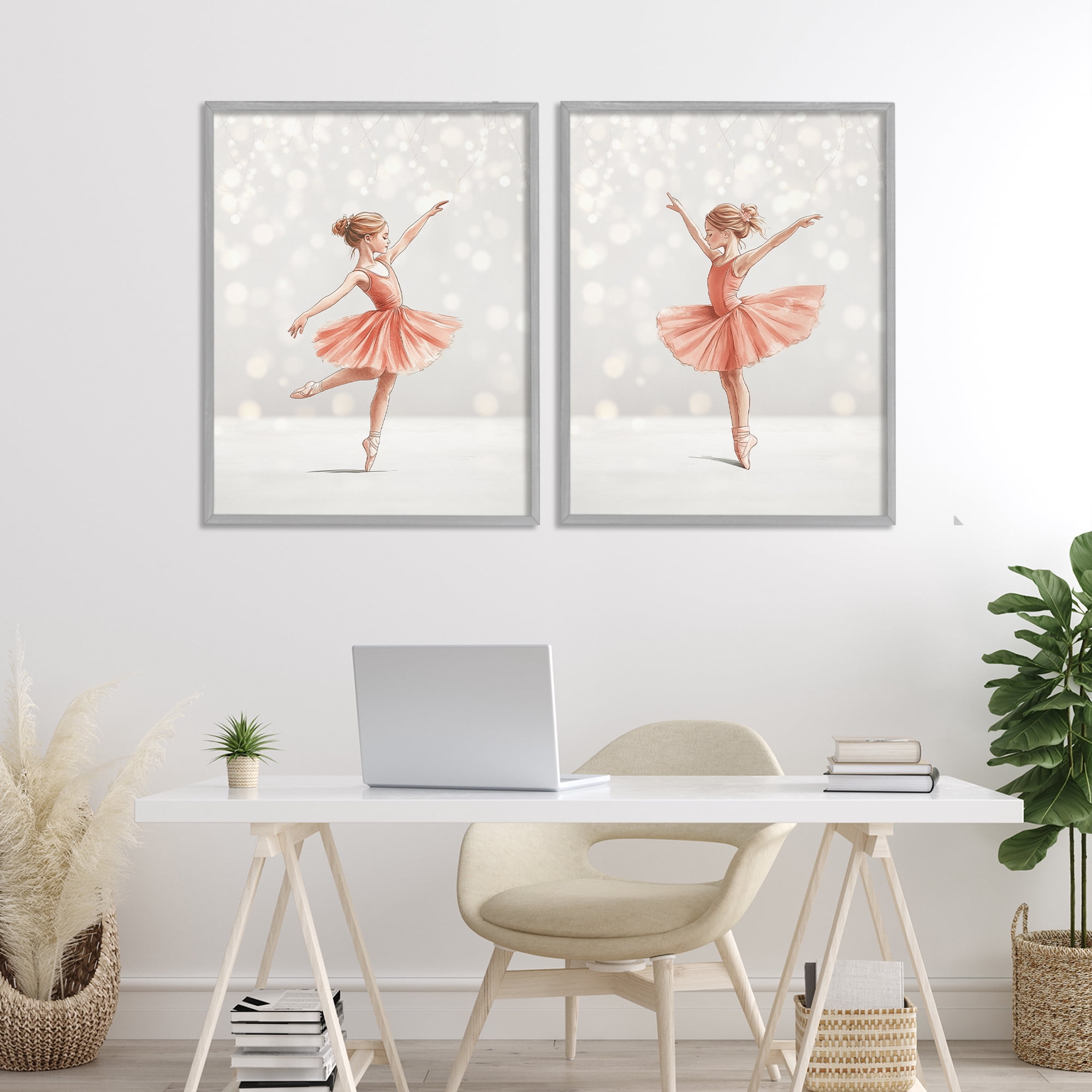 Stupell Industries Dancers In The Light 2 Piece Gray Framed Giclee Art Set, design by Christine Simpson Art