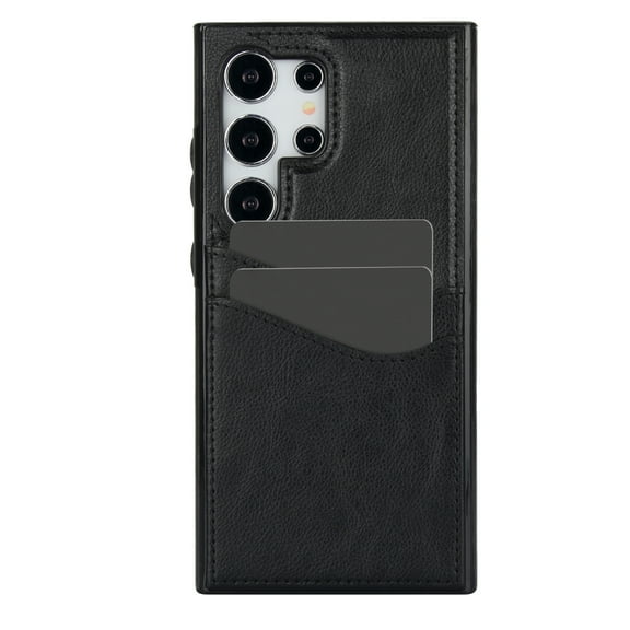 Dteck Card Slots Wallet Case for Samsung Galaxy S23 Ultra,Shockproof PU Leather Case Slim TPU Back Cover,Black