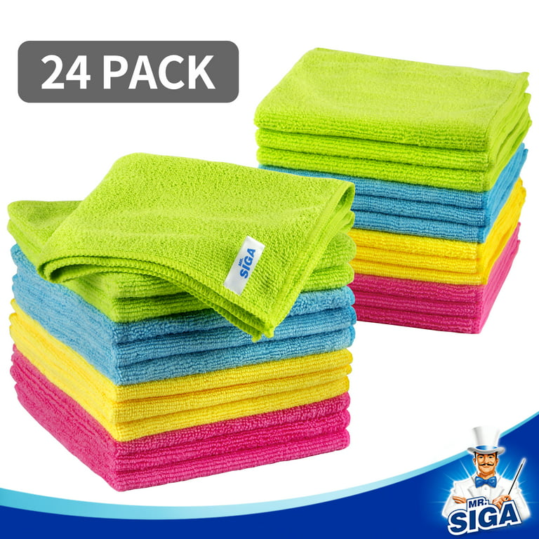 MR.SIGA Microfiber Cleaning Cloth, All-Purpose Microfiber Towels, Streak  Free Cleaning Rags, Pack of 12, Black, Size 32 x 32 cm(12.6 x 12.6 inch)  Black - 12 Pack