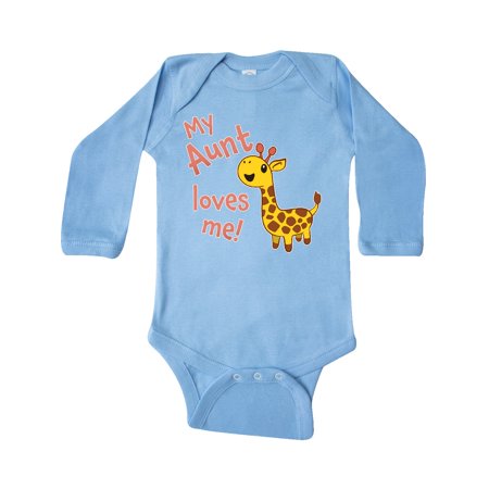 

Inktastic My Aunt Loves me- cute giraffe Gift Baby Boy or Baby Girl Long Sleeve Bodysuit