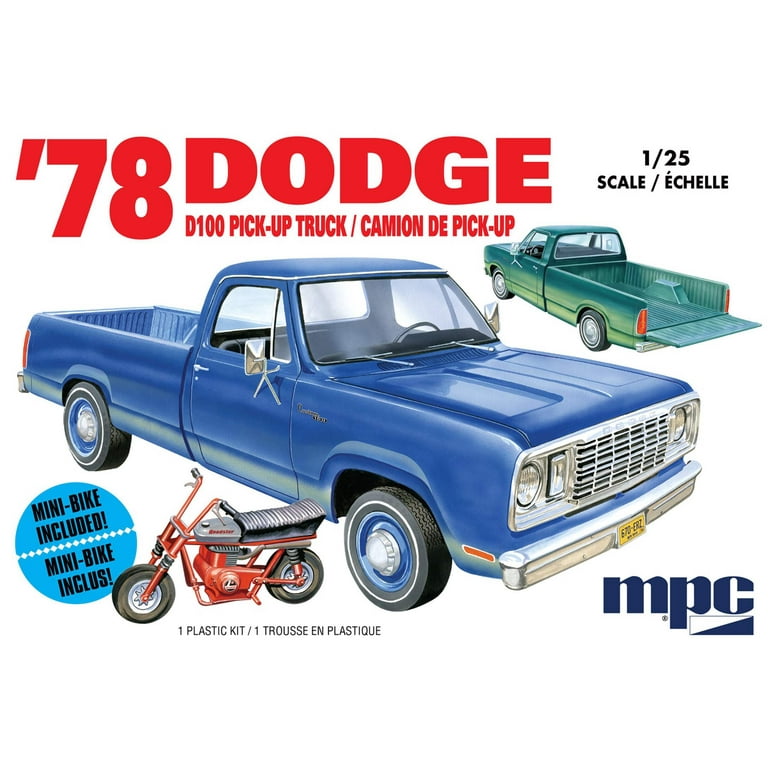 mpc 1/25 ダッジ D100 ピックアップ 1978年型 w/ミニバイク MPC 1/25 1978 Dodge D100 Custom Pickup Model Car Kit