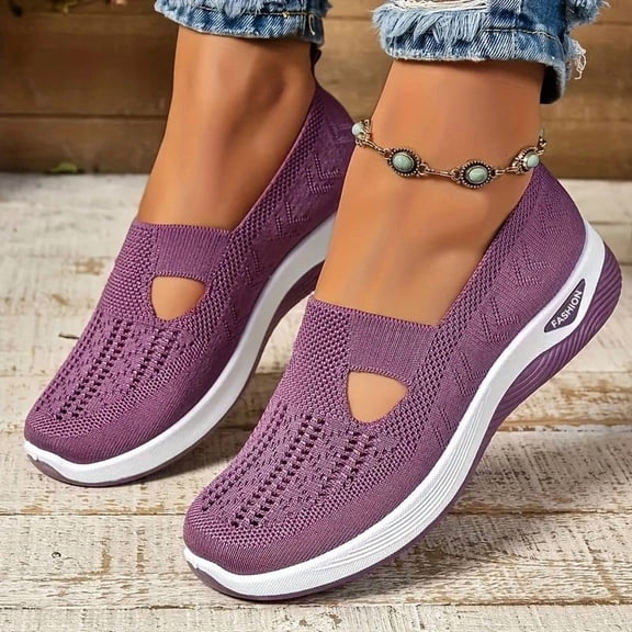 Women Casual Walking Shoes Breathable Slip On Sneakers with Arch Support Orthopedic Comfort for Senior Standing Non Slip(7#)Q