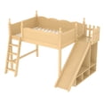thumbnail image 5 of Leumius Full Loft Bed Frame with Storage Shelves and Wardrobe, Solid Wood Loft Bed with Detachable Slide and Ladders for Kids Teens Adults Natural, 5 of 8