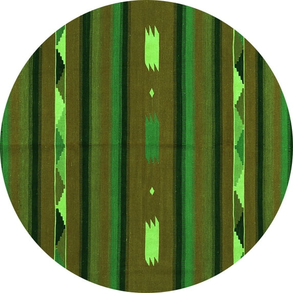 Ahgly Company Indoor Round Oriental Green Traditional Area Rugs, 8' Round