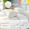 thumbnail image 4 of Cream and Duvet Cover Set Twin Size White Striped Geometric Soft Lightweight Comforter Covers 4 Piece Bedding Set with 1 Duvet Cover 1 Bed Sheet & 2 Pillow Shams, 4 of 8